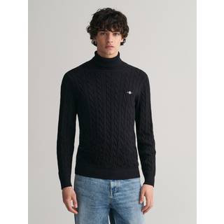 Gant Herren Rollkragenpullover schwarz unifarben