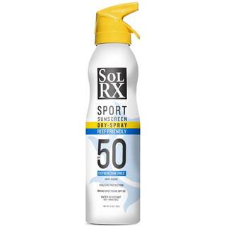 SolRX Sport SPF 50 solbeskyttelsesspray - havmiljøvenlig, bredspektret, oxybenzone-fri til ansigt og krop