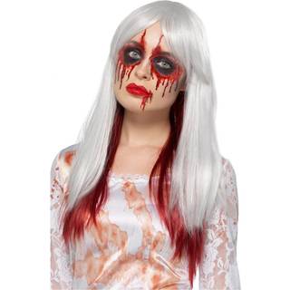 Blutige Ombre Perücke Deluxe grau-rot