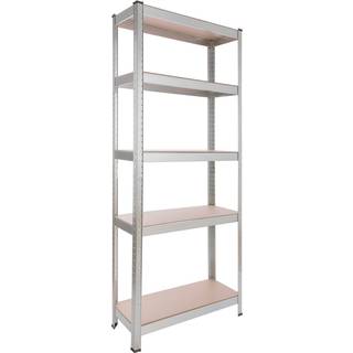 Arebos® Kraftig reol 180 x 75 x 30 cm, værkstedsreoler - bæreevne 350 kg - sølv