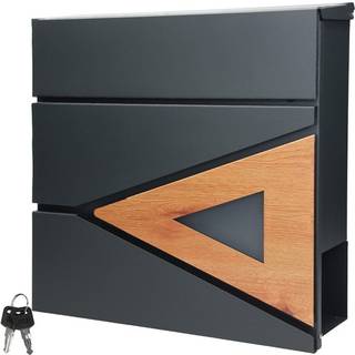 ML-Design brevkasse 37x36,5x11 cm antracit/træmønstret stål