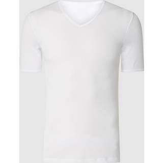 Schiesser Herren V-Shirt weiß Reine Baumwolle unifarben