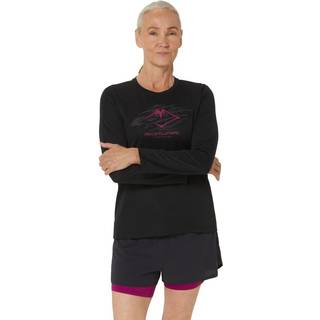 ASICS Fujitrail Logo Long Sleeve Women - Black, Berry, Size XL - black