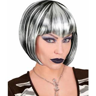 Halloween Bob Perücke Schwarz-Weiß