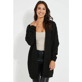 Threadbare Threadbare Black Curve Ladies Rozanna Cable Detail Cardigan
