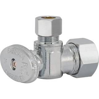 Eastman 3/8 tommer OD X 5/8 tommer OD (1/2 tommer nom.) Kvartal Turn Angle Stop Valve Brass VVS Montering Chrome 10738LF