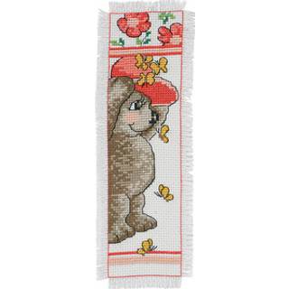 Broderikit Bamse med hat 7 x 21 cm Kryds- og stikkesting kombination Broderi på Aida 357/22, 5,4 tråde/cm Farvestrålende bamse med hat Kompakt design: 7x21cm 10 farver DMC Mouliné.