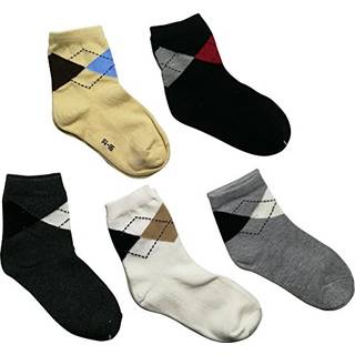 Little Kids Ankle Socks Girl Boys Cotton Cartoon Crew Socks Toddler Strumps Pack of 5 Argyle Plaid Mönstrad 3-5 år gammal