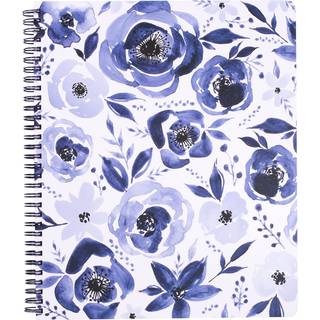 Steel Mill & Co Cute Large Spiral Notebook College styrede 11 """" X 9.5 """" med holdbar indbundet og 160 foret sider akvarel blomster (hvid)