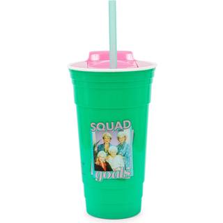 S?lv b?ffel gyldne piger hold m?l foto plast tumbler med l?g og halm 32 ounces