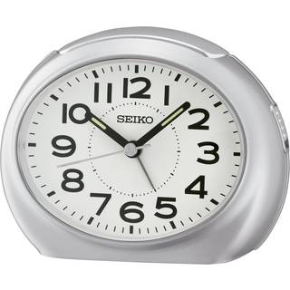 Seiko QHE193S Silver And White Oval Alarm Clock - C06119