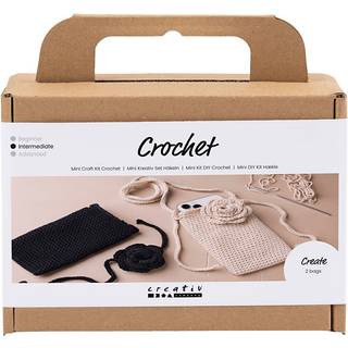 Mini DIY Hækle Kit - Taske med Rose, 1 pk.