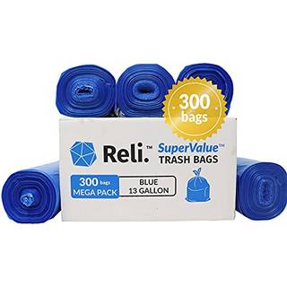 Reli. Vejledning 13 gallon genvindingsposer | 300 tælling | Højt køkken | Blå papirkurvposer