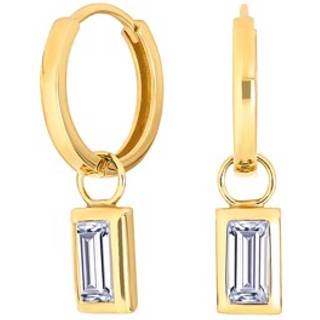 Siersbøl 8kt. guldcreoler med baguette cubic zirkonia