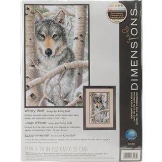 Dimensioner 'Vintry Wolf' Stamped Cross Stitch Kit 9 '' W x 14 '' H Gray