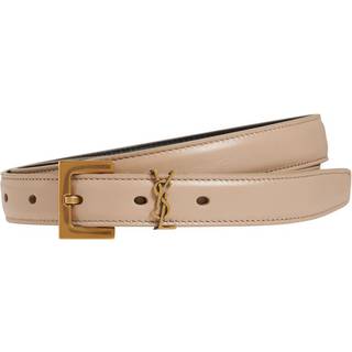 Saint Laurent Cassandre slim leather belt - beige - 95CM