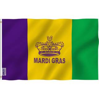 Anley Fly Breeze 3x5 Foot Mardi Gras Flag Happy Carnival Decoration - Vivid Color and Fade Proof - Canvas Header og Double Stitched - Fat Tuesday
