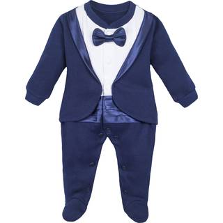 Lilax Baby Boy Gentleman Tuxedo Footie Christmas Holiday Outfit med Bow Tie nyf?dt Navy