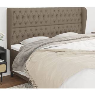 Sengegavl Med Kanter Stof Gråbrun - 203 x 23 x 118/128 cm