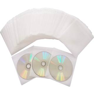 100 Pack Premium CD DVD-ærmer Tyk ikke-vævet materiale Dobbeltsidet påfyldning Plastmuffe til CD- og DVD-opbevaringsbindere Disc Case (hvid)