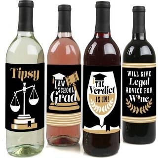 Big Dot of Happiness Law School Grad - Future Lawyer Graduation Party Decorations For Women and Men - Wine Bottle Label Stickers - S?t p? 4