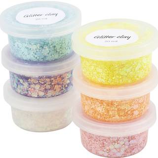 Glitter Clay i Pastelfarver - 6 x 20 ml