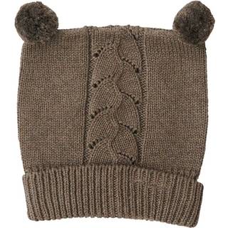 That's Mine - Chapette strikket pointelle beanie - Earth brown melange - 2-6Y