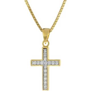 trendor 15907 Kreuz-Anhänger für Mädchen Gold 585 + vergoldete Silberkette