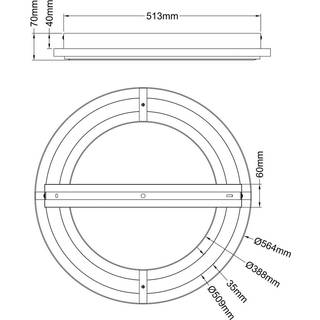 Rilas LED-loftslampe, rund, Ø 56 cm