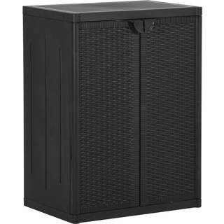 opbevaringsskab til haven 65x45x88 cm PP-rattan sort