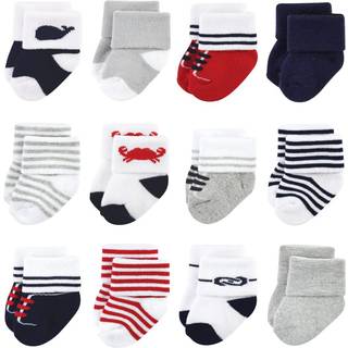 Luvable Friends Unisex Nyf?dte og Baby Terry Socks Nautical 12-Pack 6-12 m?neder