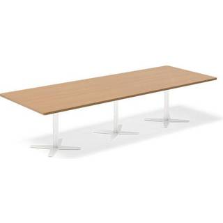 Office konferencebord rektangulært 320x120cm bøg med hvidt stel