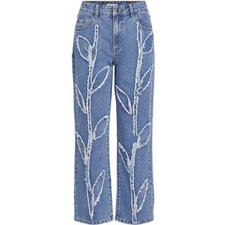 Object - Objmoji Fray Mw Ank - Jeans til damer - Medium Blue Denim - XS