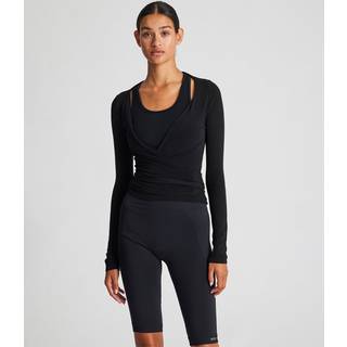 Anne wool slå om bluse - Black Small