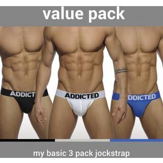 Addicted 3-Pack My Basic Jockstraps - White - Black - Royal