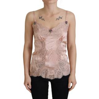 Dolce & Gabbana Pink Satin Lace Roses Tank Top Lingerie