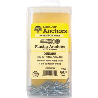 Hillman Group 373516 Plastic Anchor Kit 1 Count (pakke med 1) Ingen farve