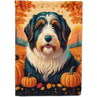 Caroline's Treasures DAC1015CHF Bearded Collie Fall House Flag Stor veranda ærme pol dekorativt uden for gårdspladsen Artwork Wall Hanging Polyes