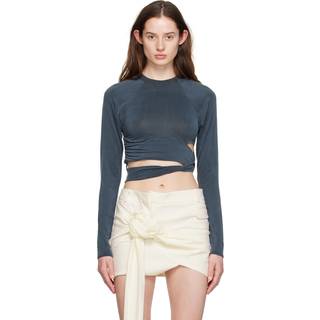 Jacquemus Le T-Shirt Espelho cutout crop top - blue - XL