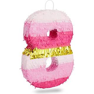 Lille lyser?d og guldfolie nummer 8 pinata til b?rn 8. f?dselsdagsfestdekorationer (16,5 x 11 tommer)