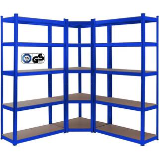 Arebos® 2x Kraftig reol 180 x 90 x 40 cm + 1x hjørnereol 180 x 70 x 70 cm - belastningskapacitet 875 kg