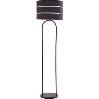 Lindby gulvlampe Tsomo, Ø 40 cm, sort, stof, E27