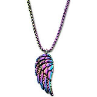 Egan | Regnbue Rustfri Stål Vingefjer Box Chain Halskæde
