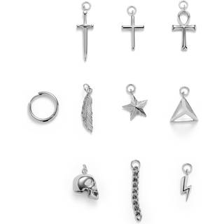 Sølvfarvet Hoop Ørering m. 9 Vedhæng