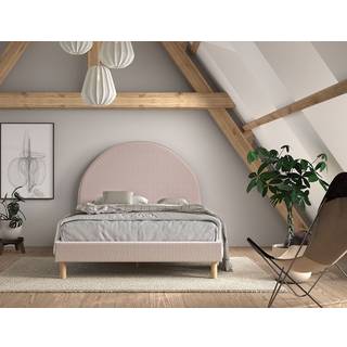 Seng 140 x 200 cm Moon – lyserød bouclé