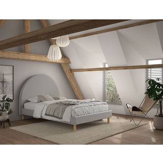 Seng med gavl 140 x 200 – Moon, grå bouclé