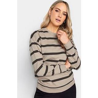 Lts Tall Stone Brown Stripe Print Crew Neck Sweatshirt 8 Lts | Tall Women's Hoodies & Sweatshirts