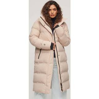 Superdrytil kvinder. WS311731A Lang quiltet frakke med beige hætte (XL), Casual, Nylon