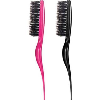 2 stykker Boar Bristle Brush Comb Hår Drillende børste til kvindelige mænd Salon Boar Nylon Bristle Beauty Styling Backcombing Brush (Fuchsia og