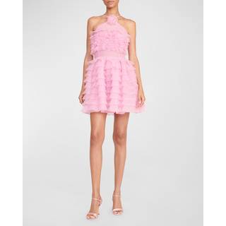 Staud Florian ruffled organza minidress - pink - L